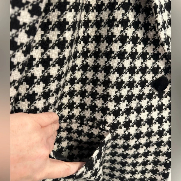 Vintage Houndstooth Blazer Size M Black White Single Breasted - Picture 5 of 10